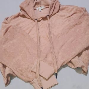 Terry cloth cropped hoodie